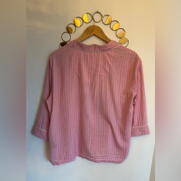 SOLD Lauren Ralph Lauren Size Large Pink Stripe Pajama 2Piece Capri Set Monogram - Picture 5 of 13